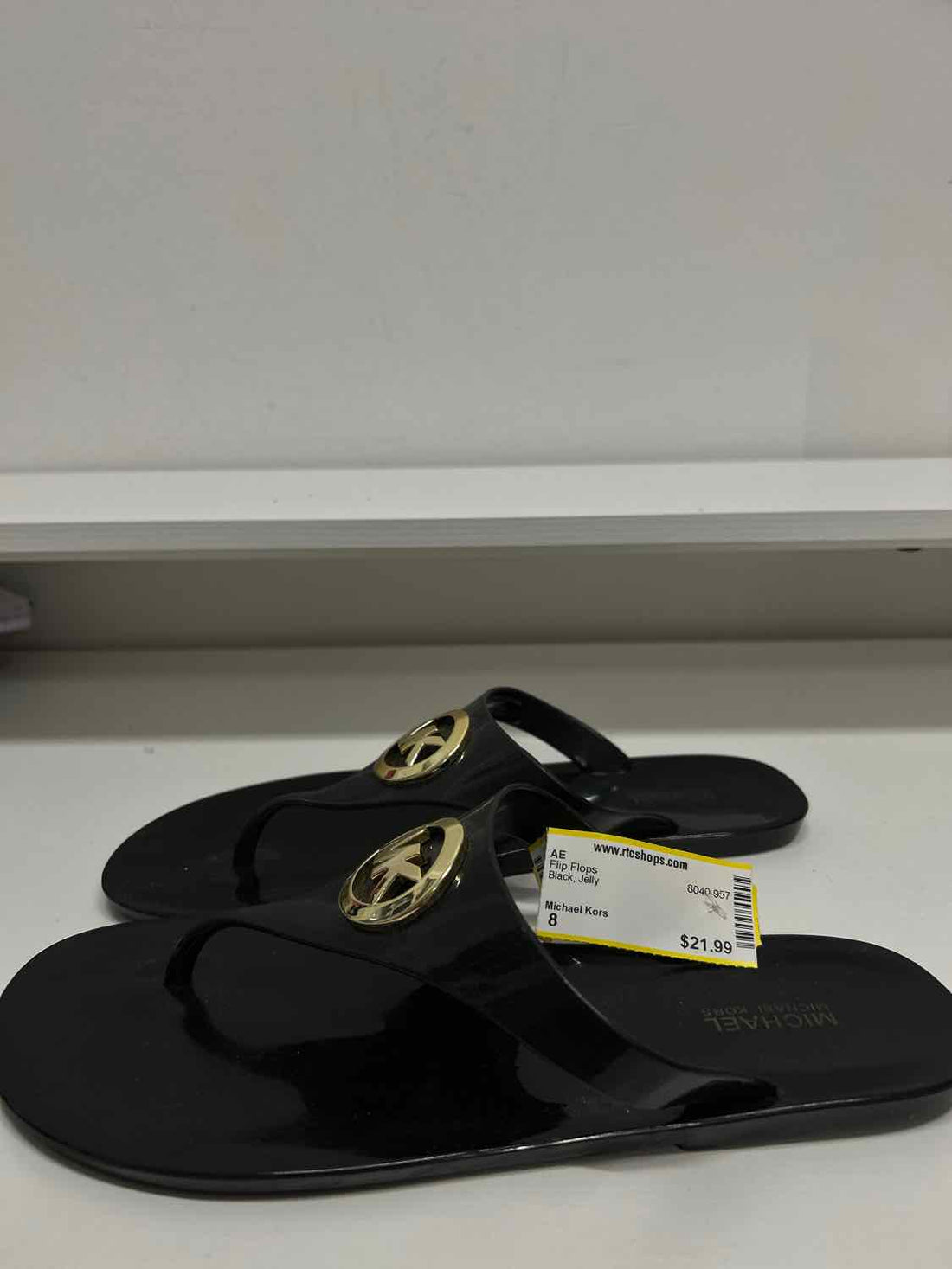 Michael Kors Women Size 8 Black Jelly Flip Flops