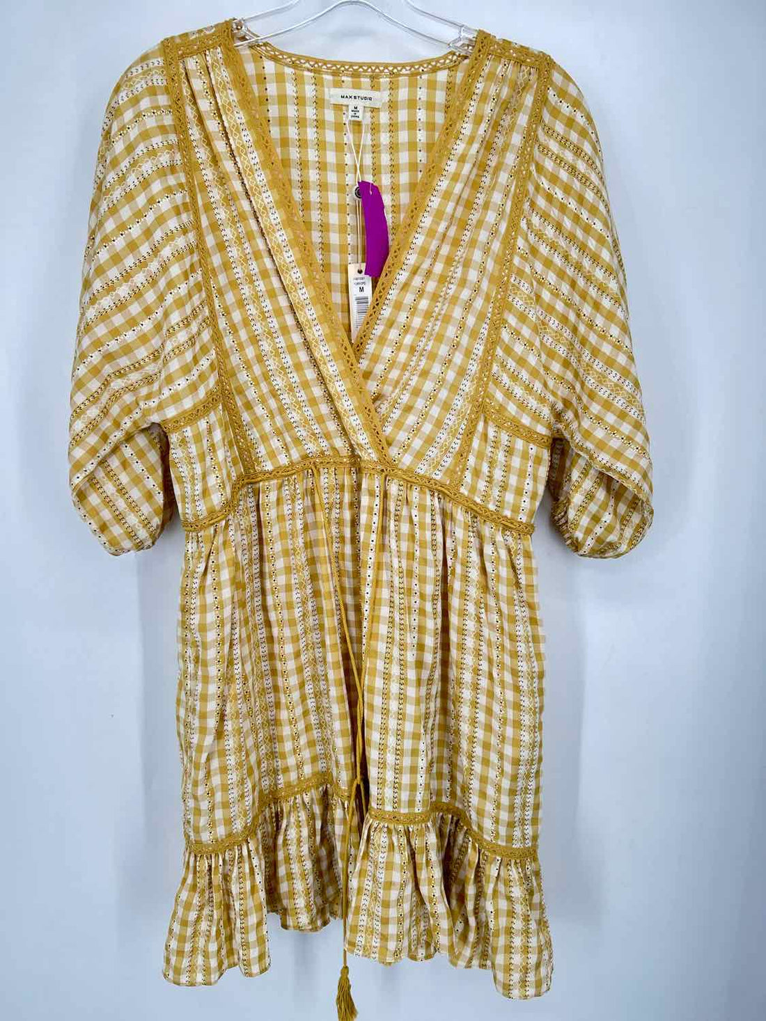 Max Studio Size M Mustard Gingham NWT Dress