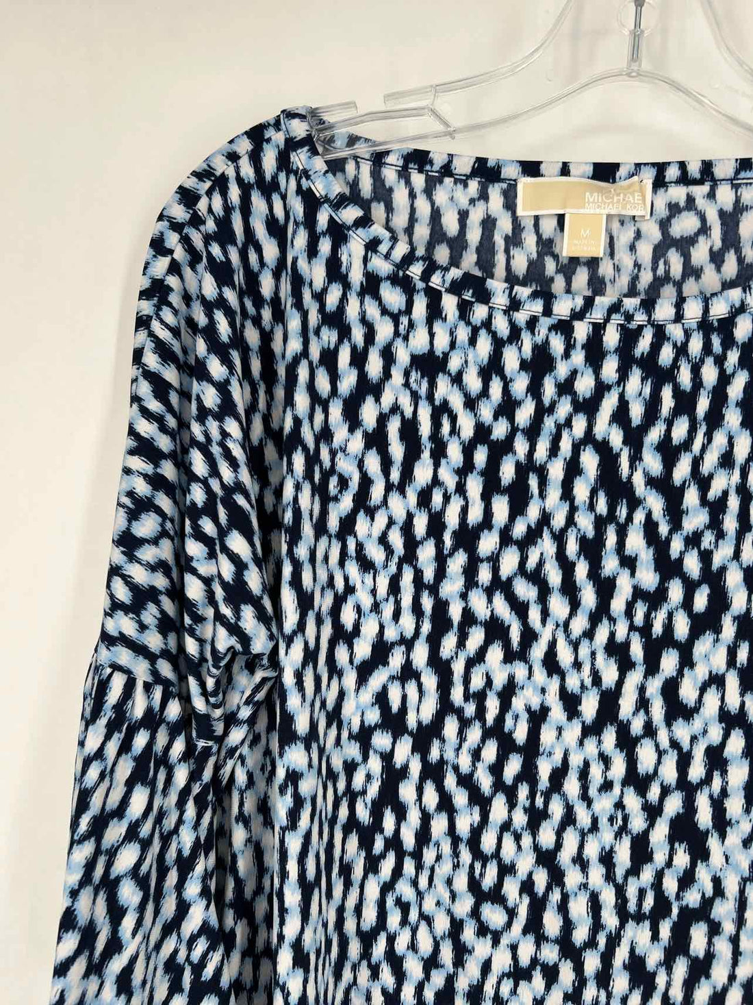 Michael Kors Size M Navy & White Print Long Sleeve