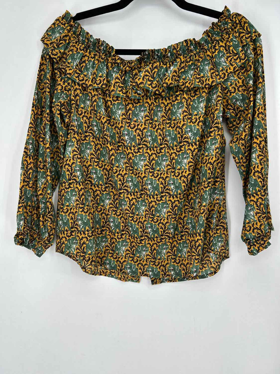J Crew Size 6 Green Print Long Sleeve
