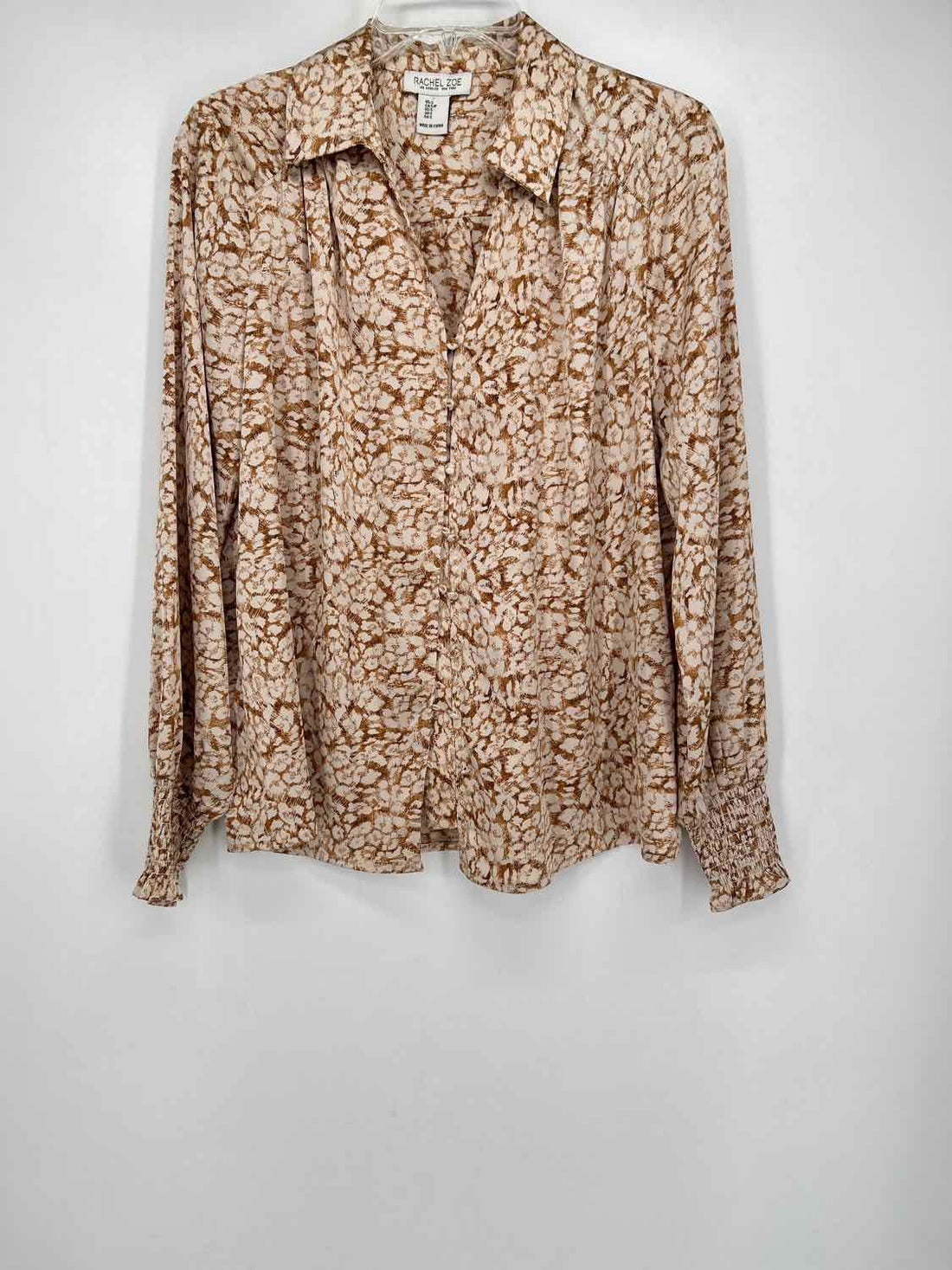 Rachel Zoe Size S Tan Print Long Sleeve
