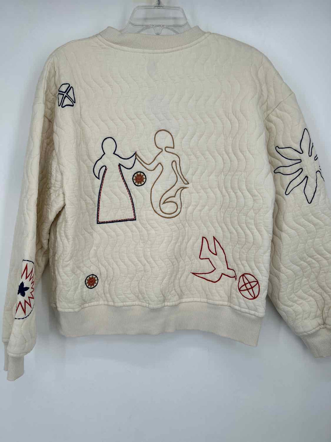 Zara Size M Cream Embroidered Sweatshirt