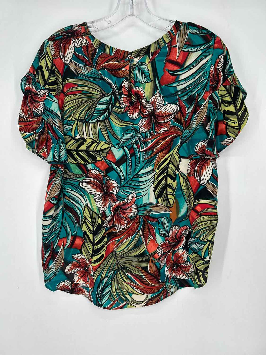 Loft Size MP Teal Print Short Sleeve