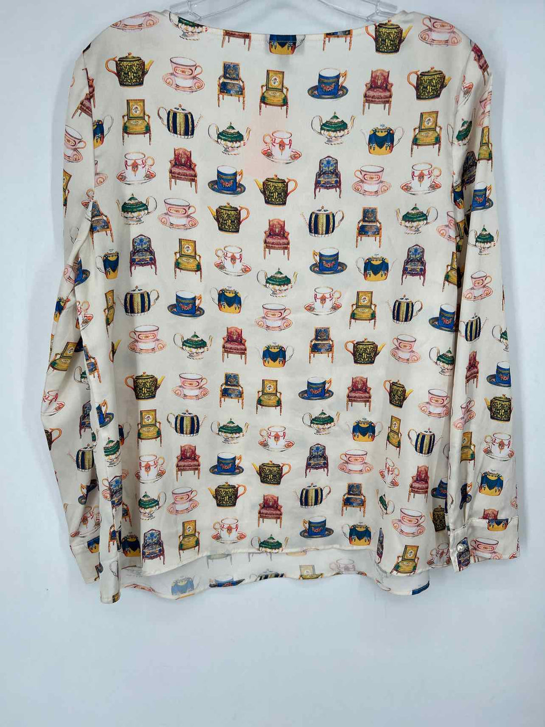 Talbots Size MP Cream Print Long Sleeve