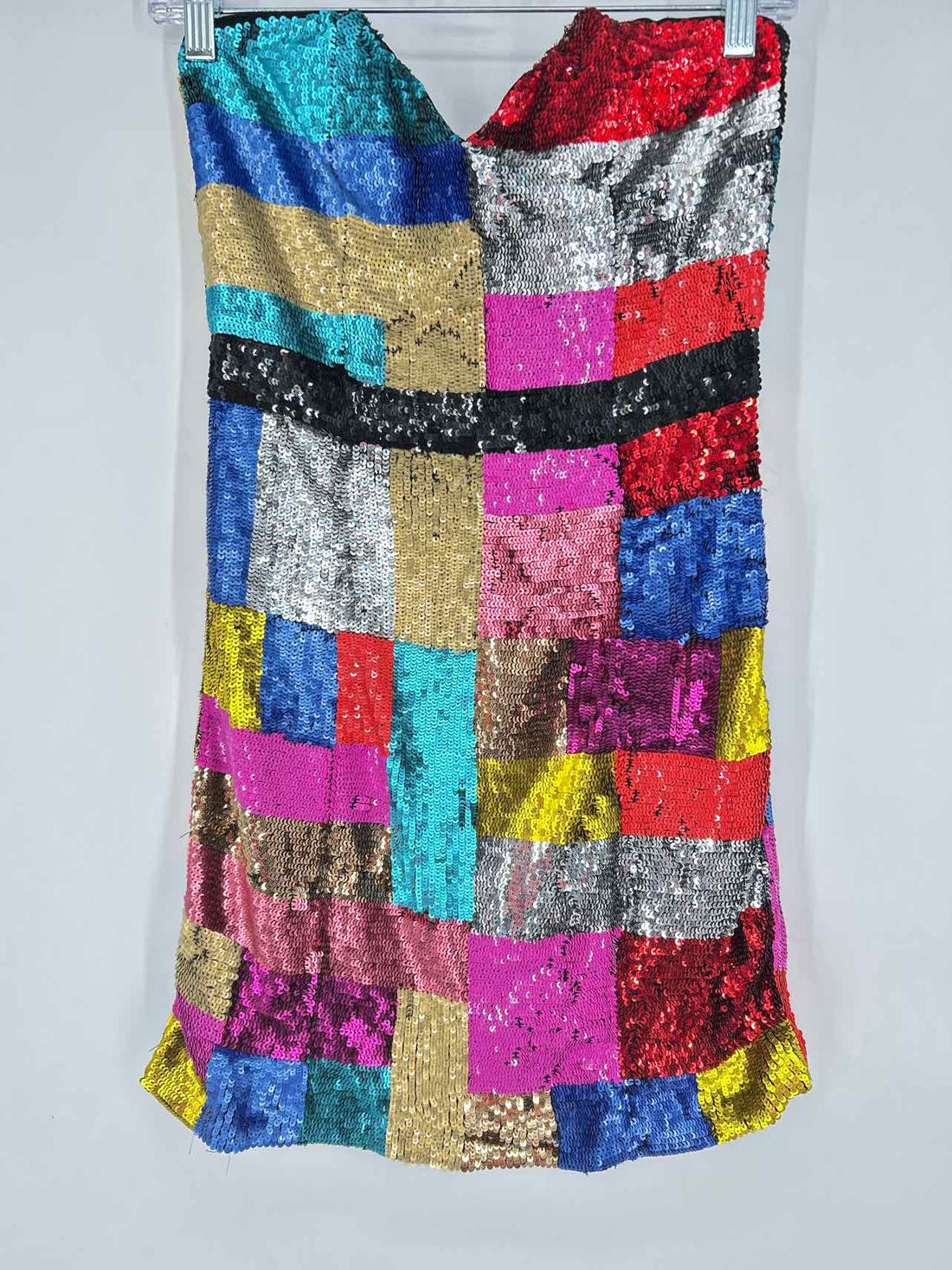 X by NBD Size M Multi Color Sequined Strapless Dress