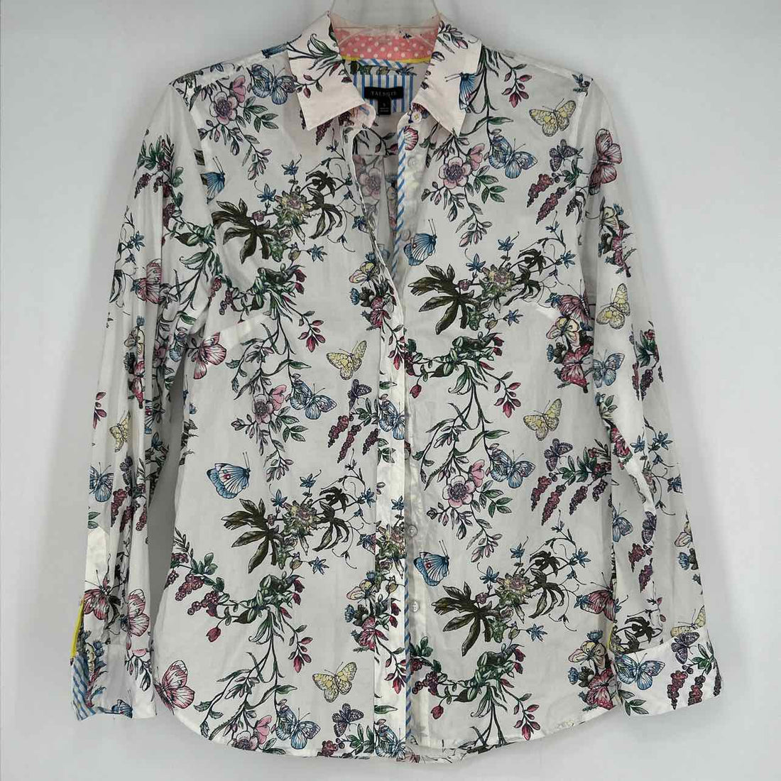 Talbots Size S White Floral Long Sleeve