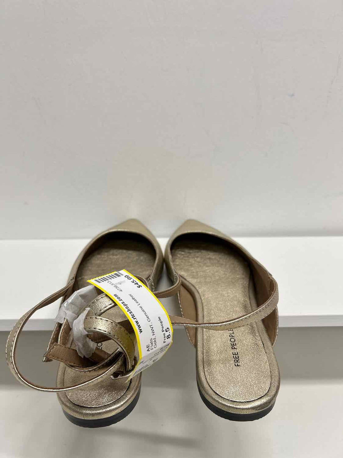 Free People Women Size 8.5 Gold NWT Genuine Leather Flats