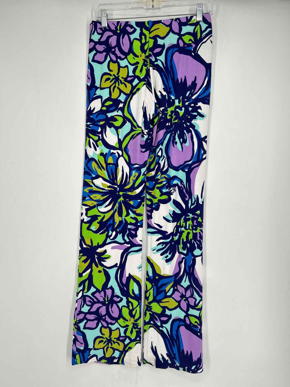 Lilly Pulitzer S Purple & Aqua Print Rayon Lilly Pulitzer Pants