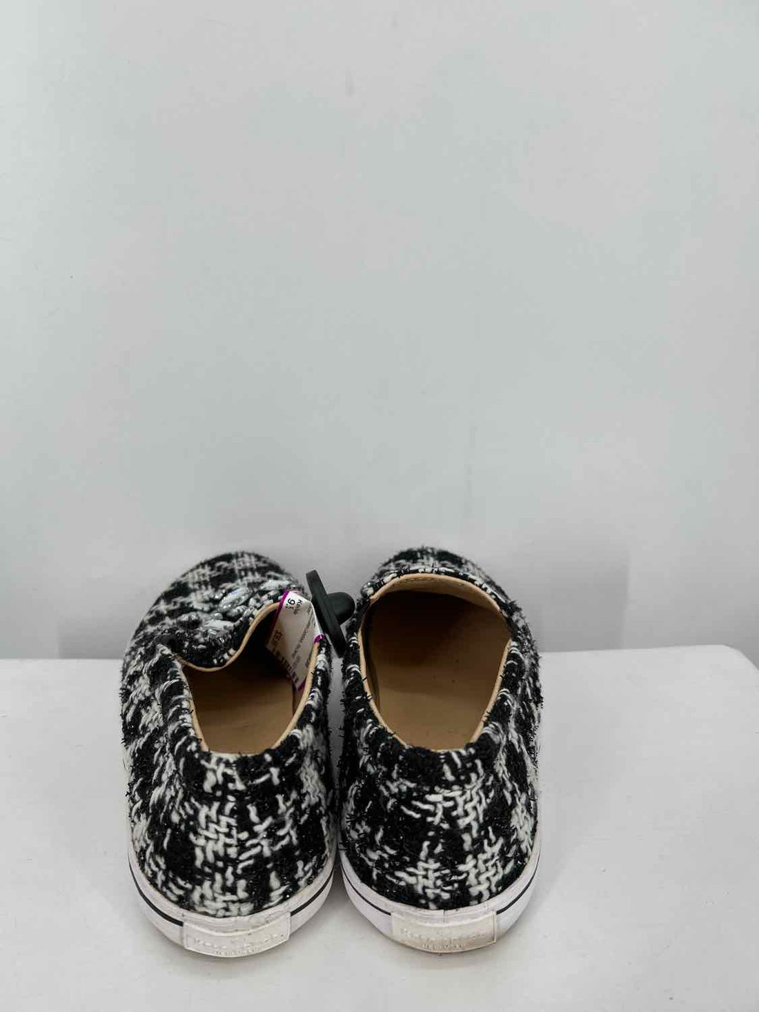 Kate Spade Women Size 9.5 Black & White Colorblock Pre Owned Tweed Flats