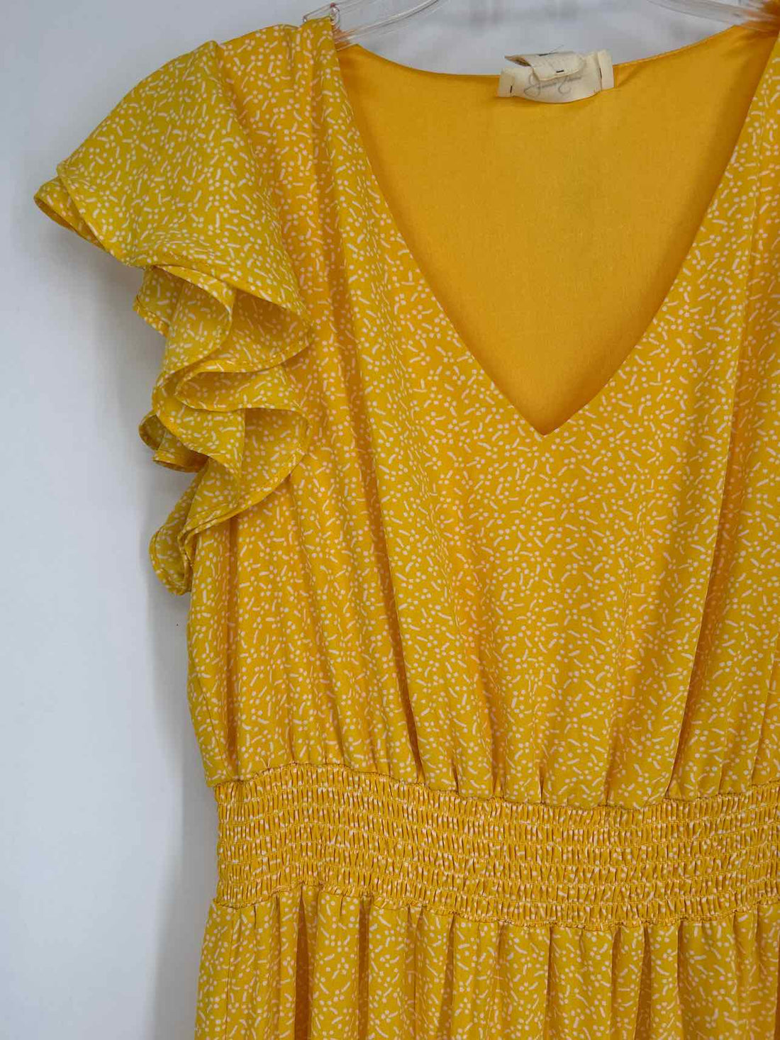 Jessica Simpson Size L Yellow Print Short Sleeve Dress