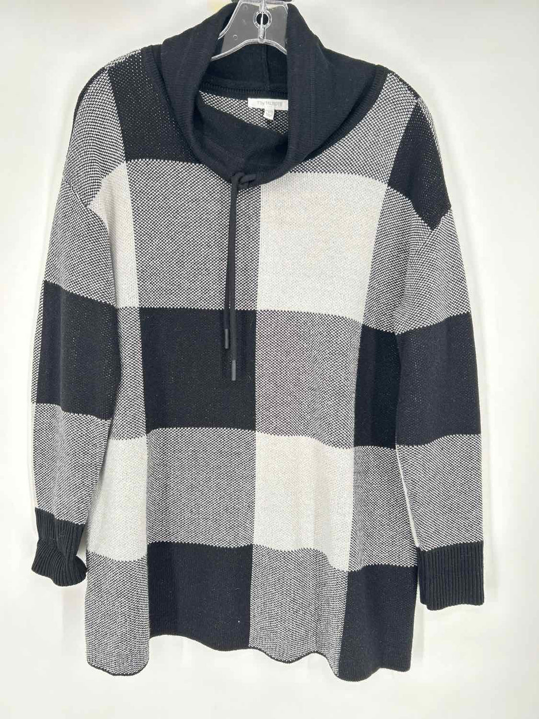 T By Talbots Size L Black & White Checkered Sweater