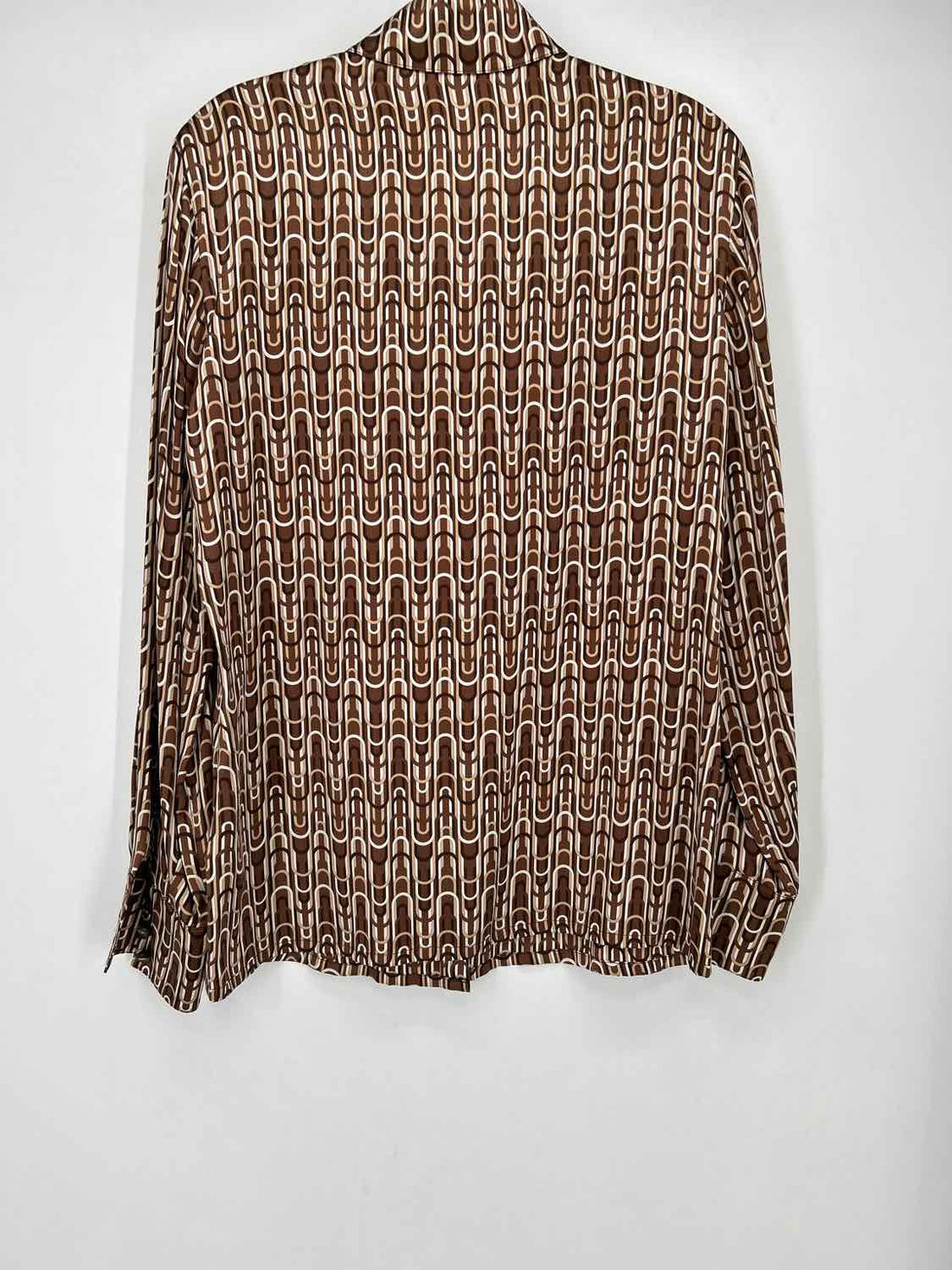 Escada Size 36 Brown Print Silk Long Sleeve
