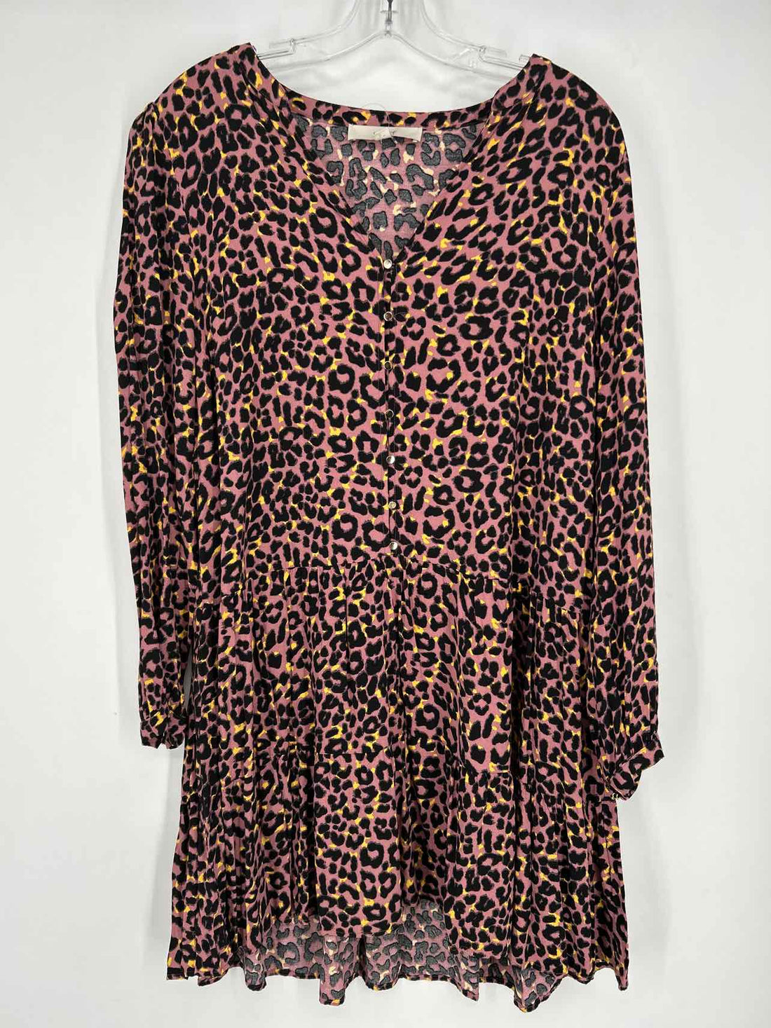 Loft Size M Pink Leopard Long Sleeve Dress