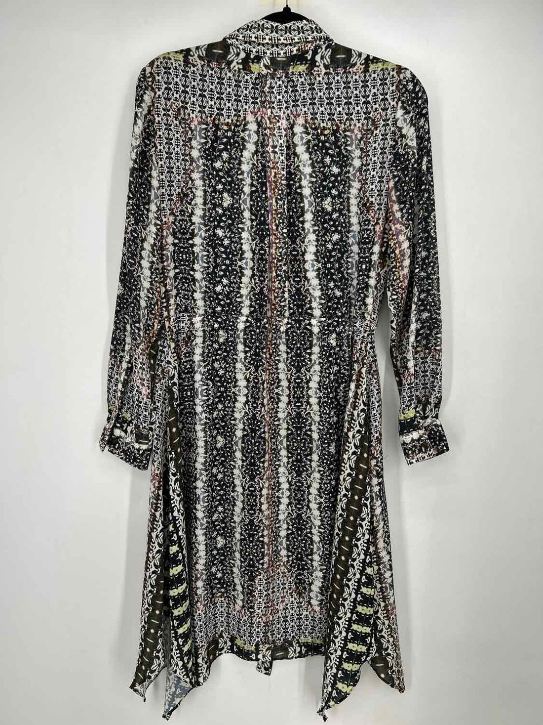 Alex Marie Size 4 Black & Green Print Long Sleeve Dress