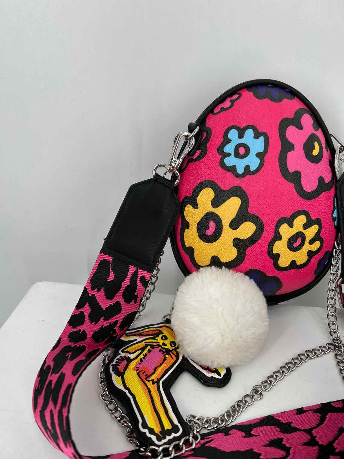 Betsey Johnson Hot Pink Print Faux Leather Limited Edition Crossbody