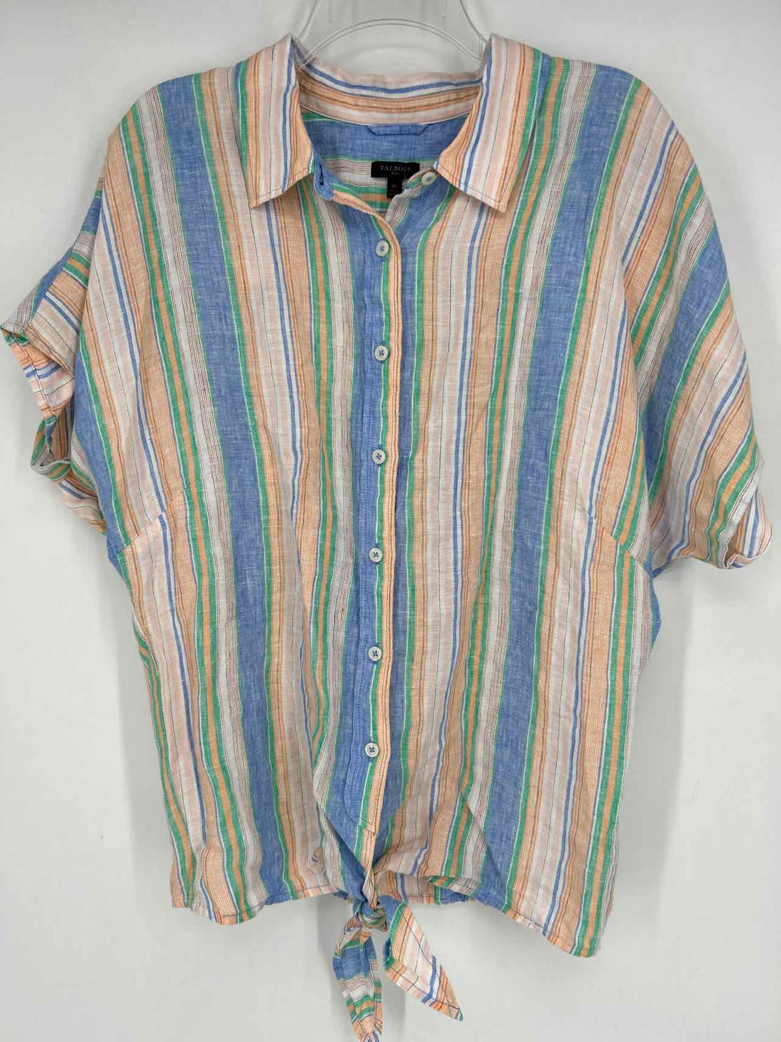 Talbots Size 3X Peach & Blue Striped Short Sleeve Top/Blouse
