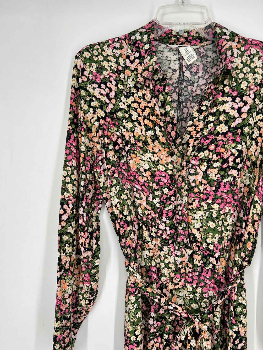 H&M Size M Black Floral Long Sleeve Dress