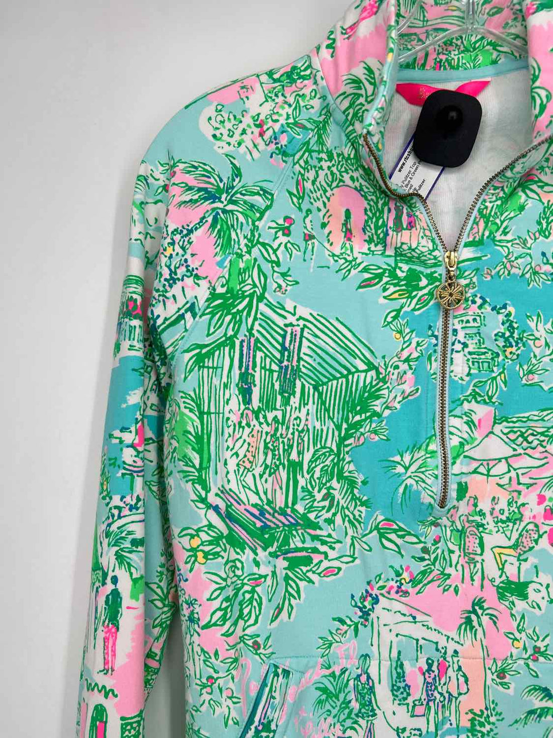 Lilly Pulitzer XS Blue & Green Print Long Sleeve Lilly Pulitzer Top