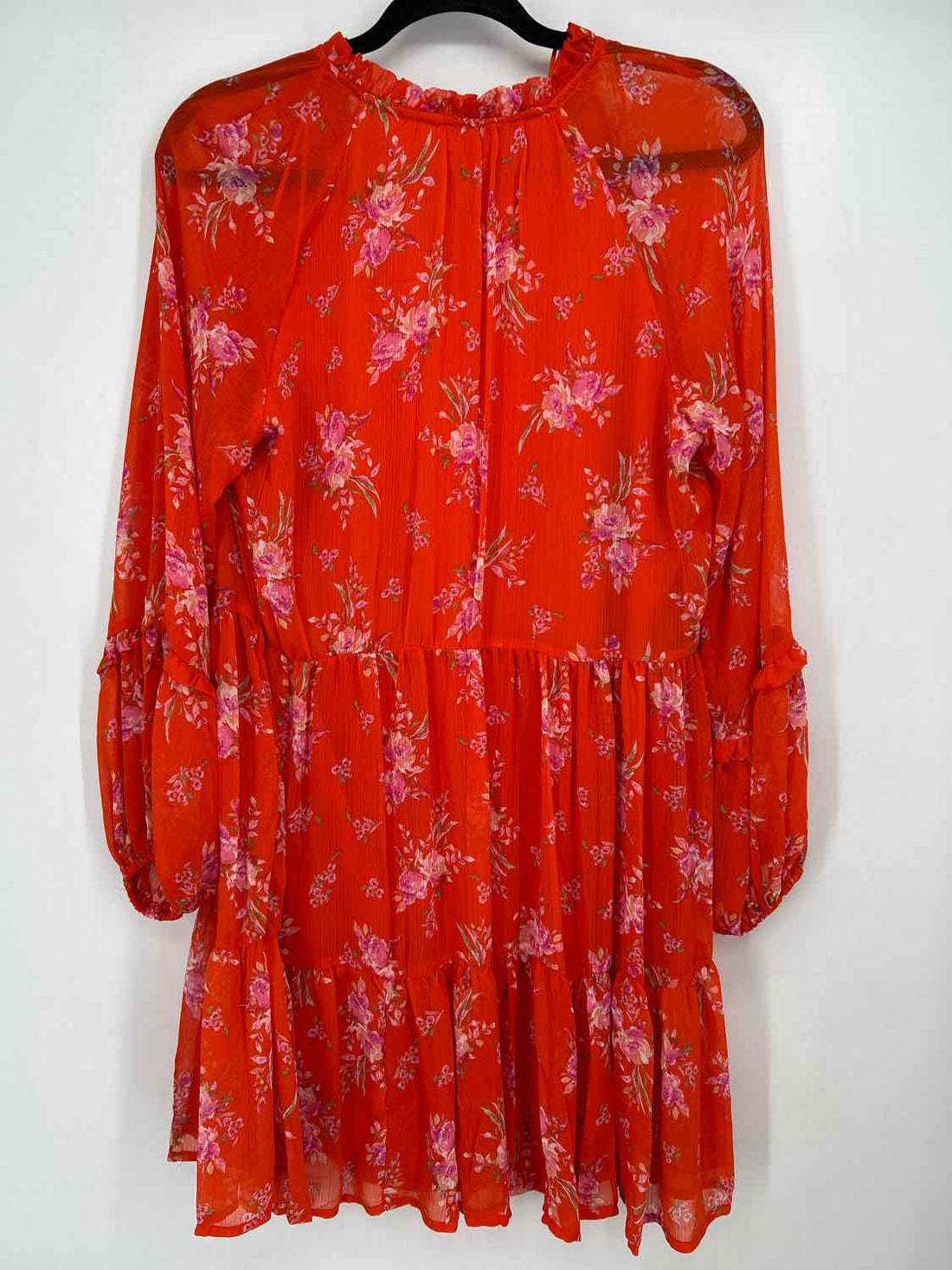 Vince Camuto Size M Orange Floral Long Sleeve Dress