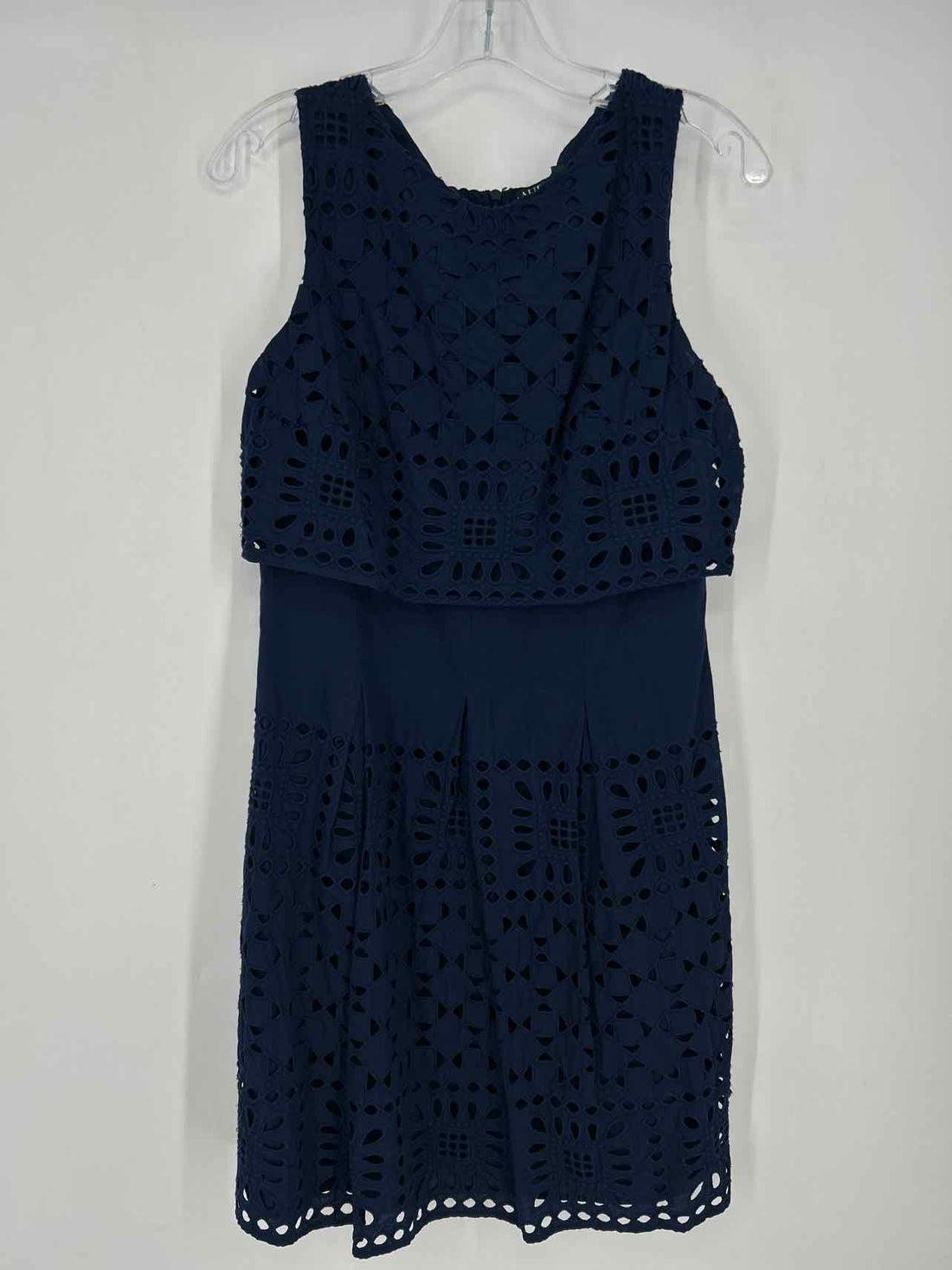 Lauren Ralph Lauren Size 10 Navy Eyelet Sleeveless Dress