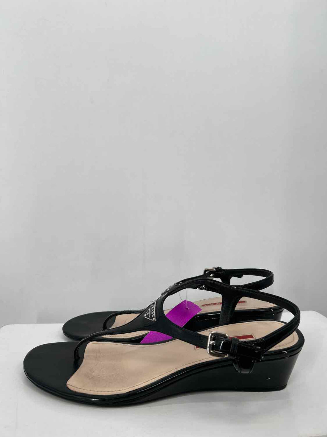 Prada Size 40 Patent Leather Black LUXURY