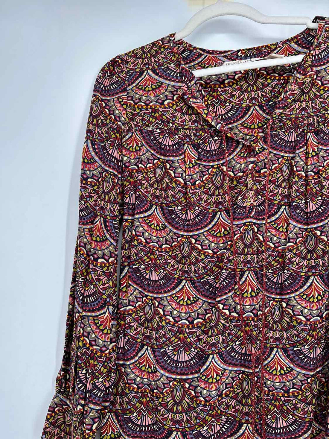 Chelsea & Violet Size S Purple Print Long Sleeve Dress