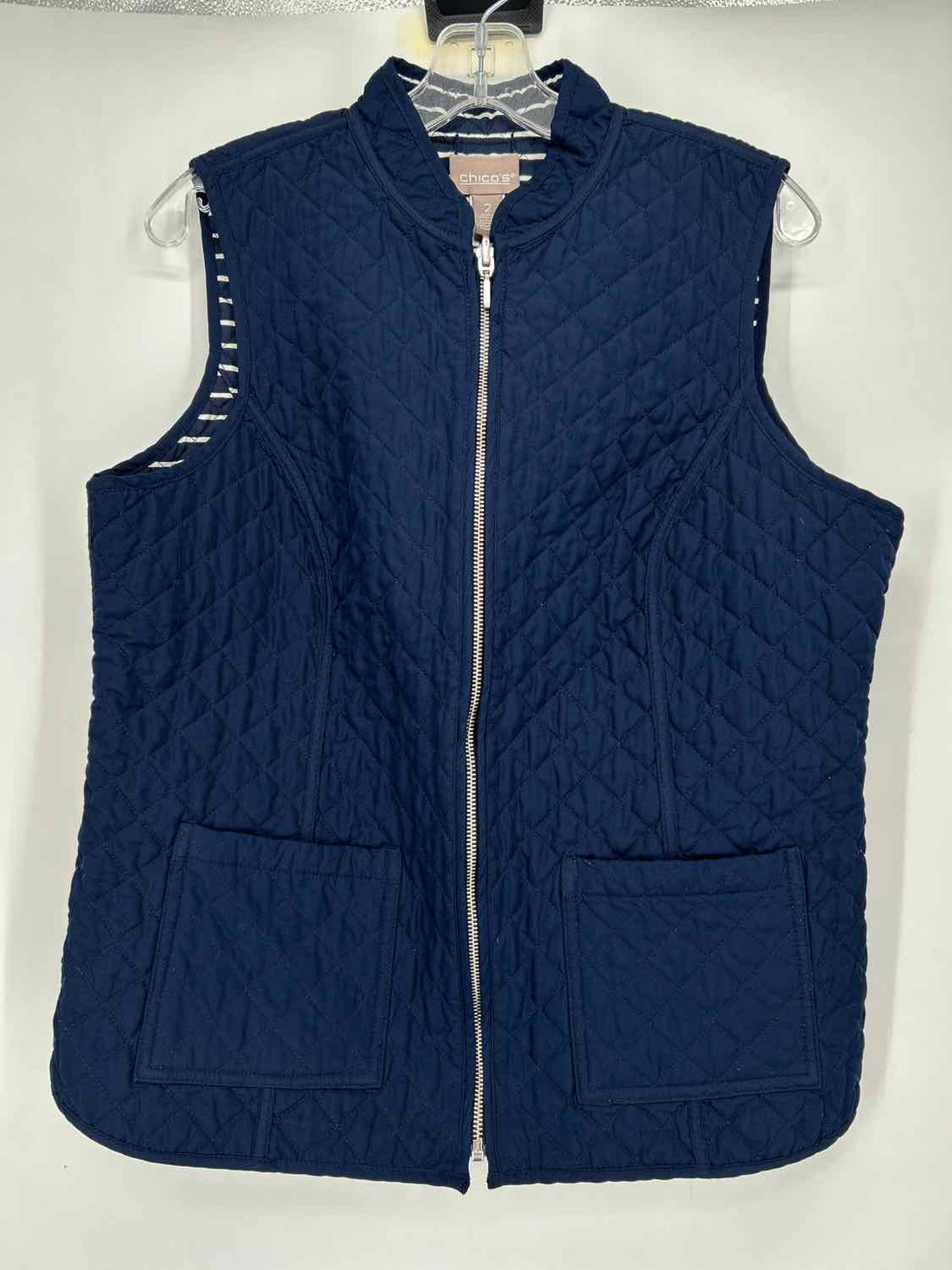 Chicos Size 2(L) Navy Reversible Vest