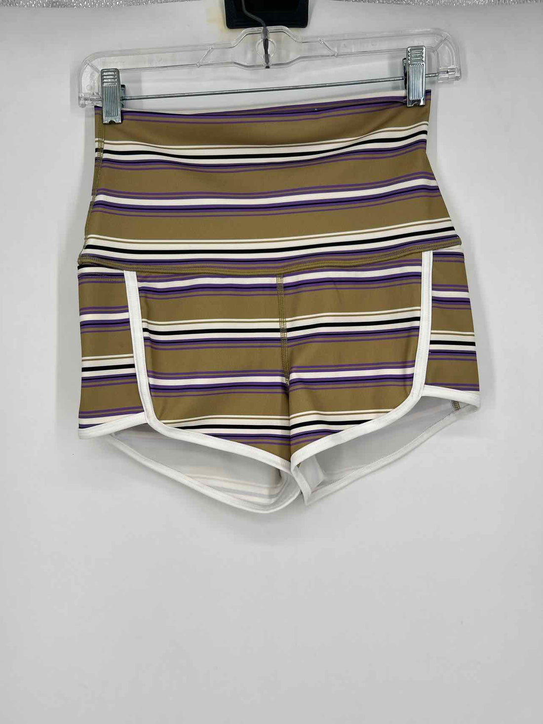 FP Movement Size S Olive & Purple Striped Active Shorts