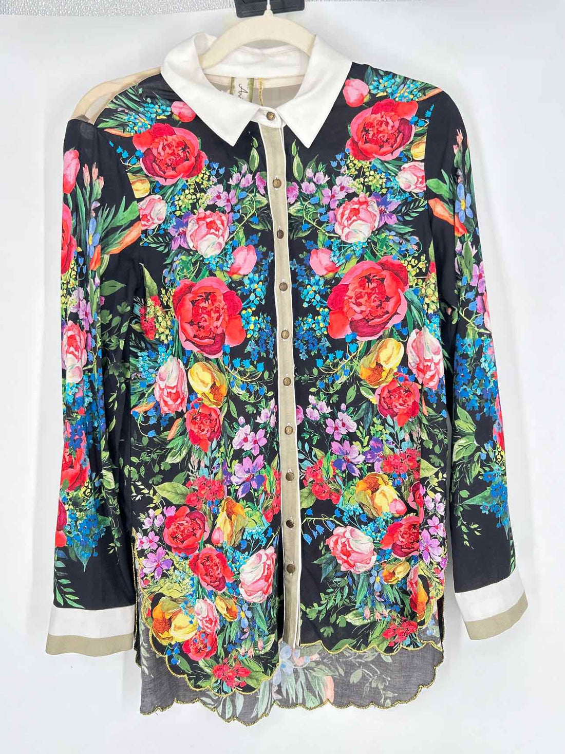Aratta Silent Journey Size XS Black Floral Long Sleeve