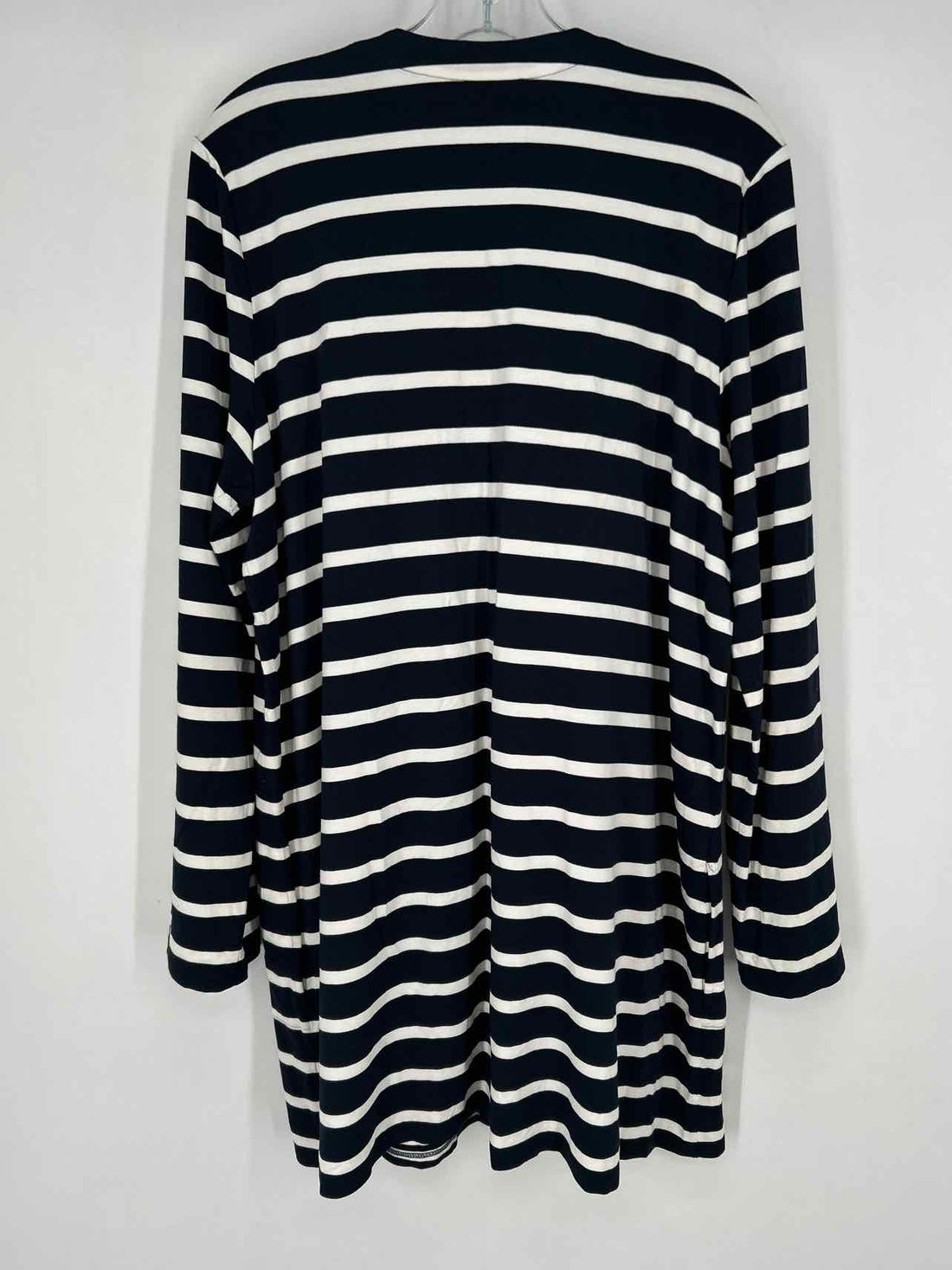 J Jill Size L Navy & White Striped Cardigan