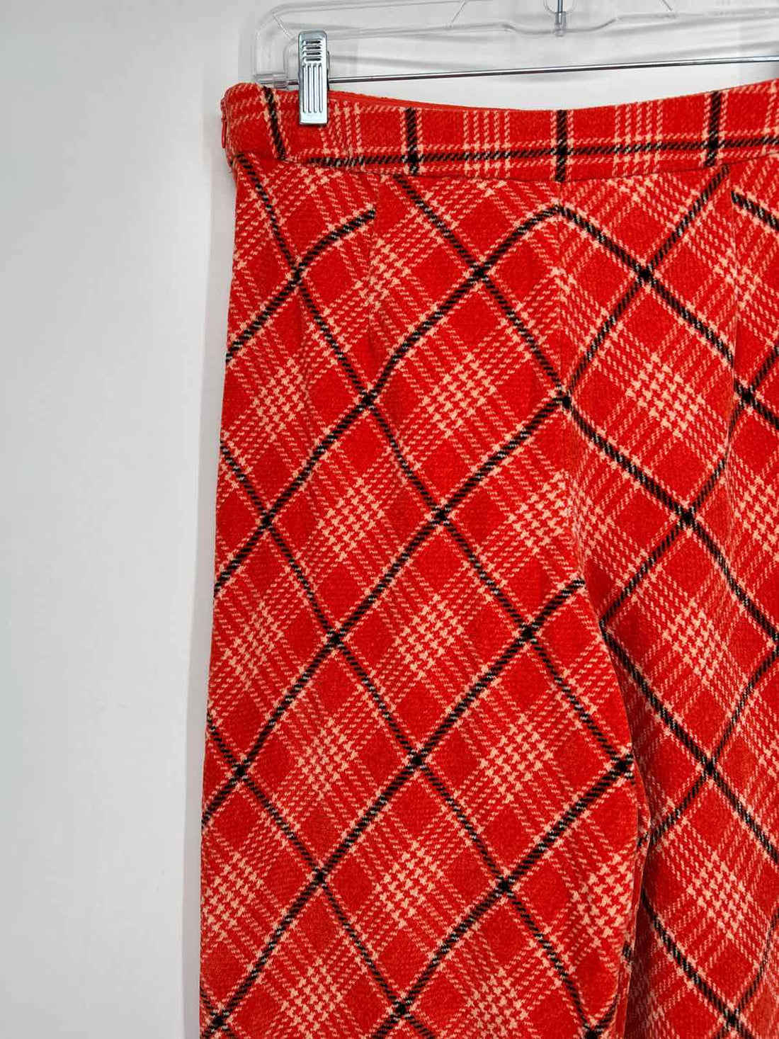 Free People Size M Orange Plaid Velvet Pants