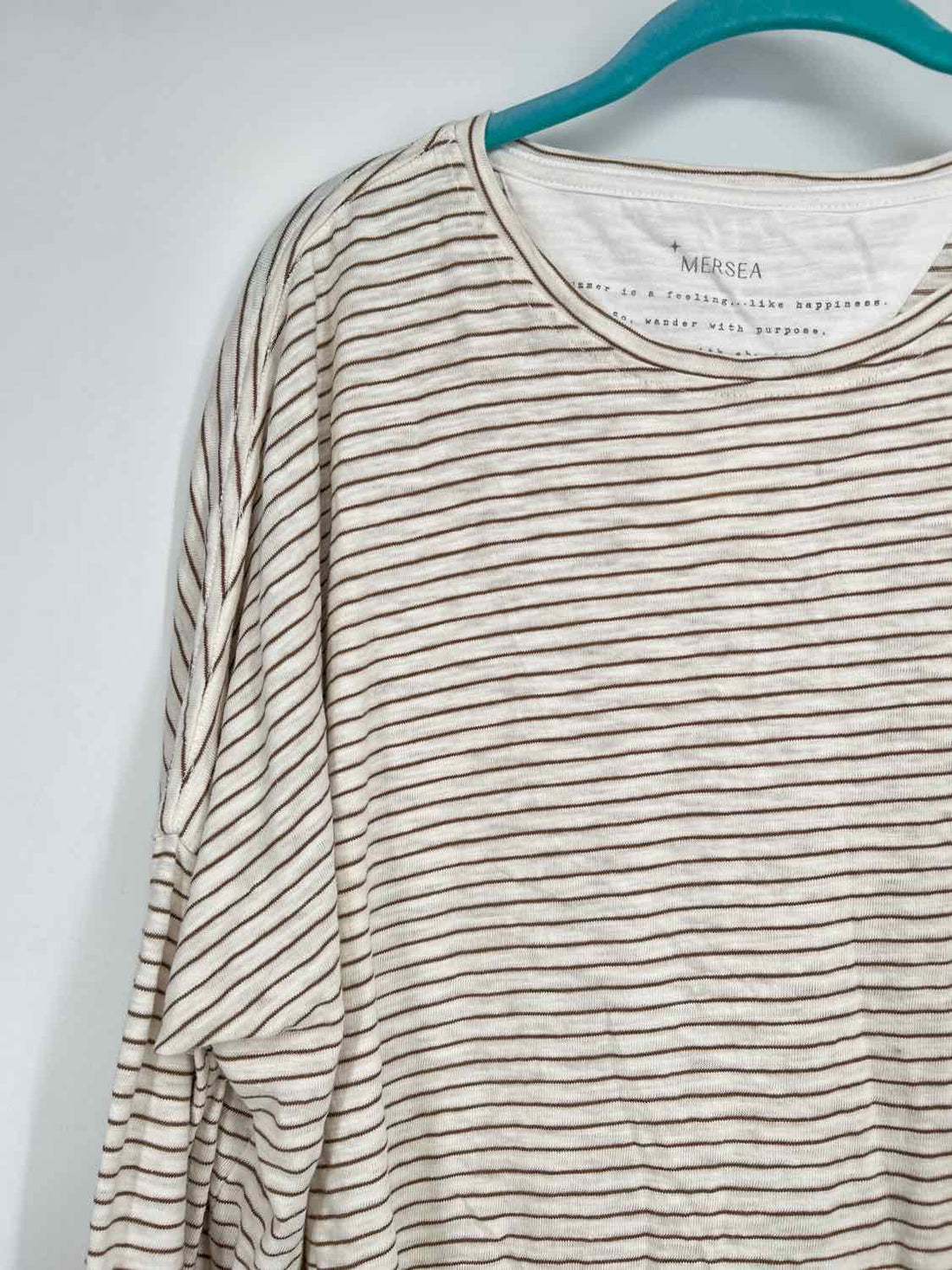 Mersea Size One Size White & Brown Striped Long Sleeve