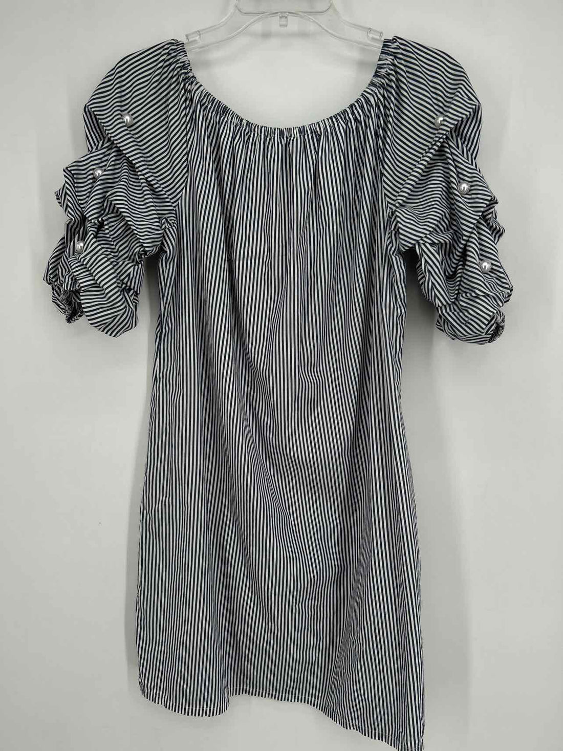 MSK Size L Navy & White Striped Dress