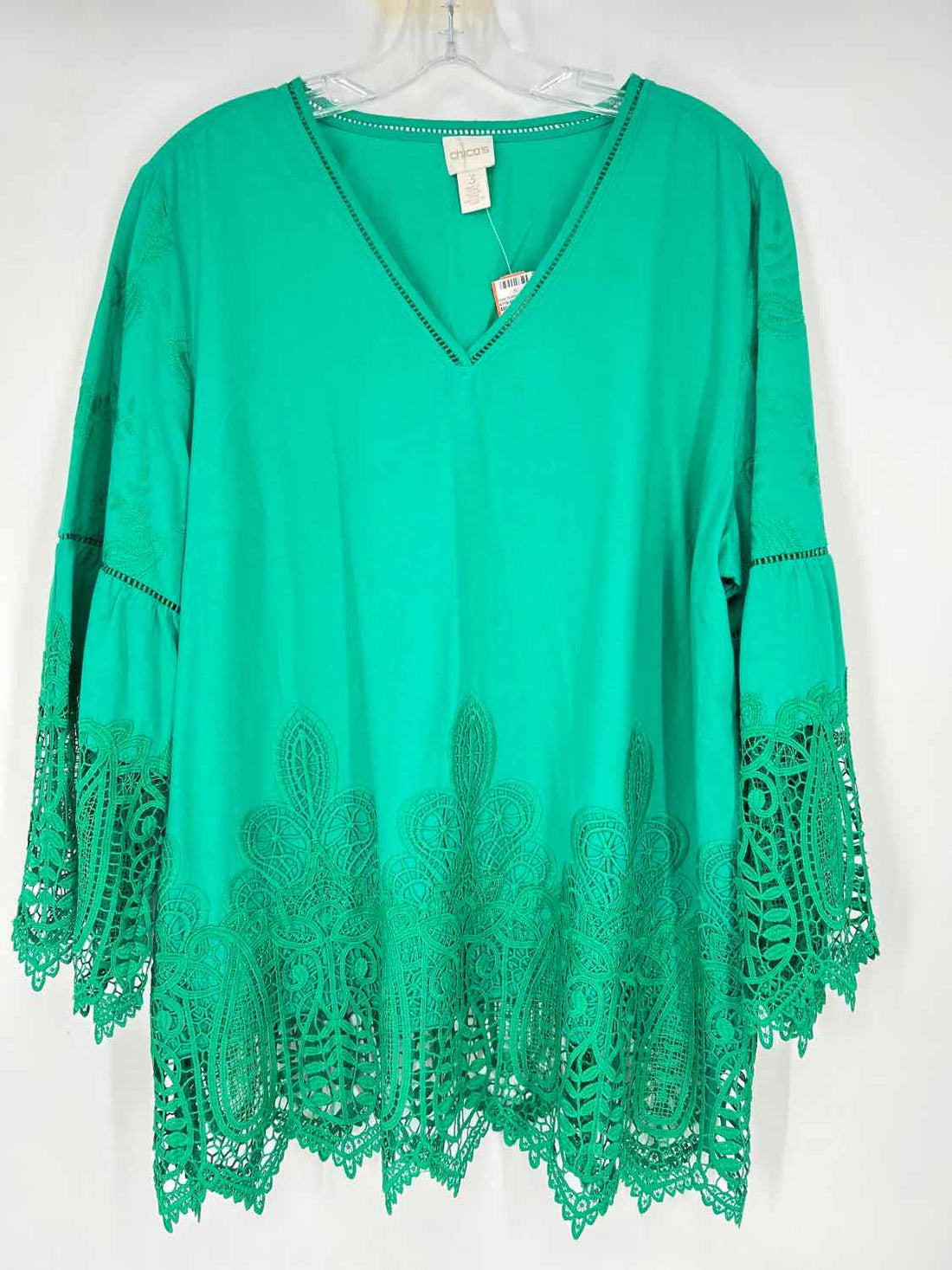 Chicos Size 3(XL) Green Embroidered Long Sleeve