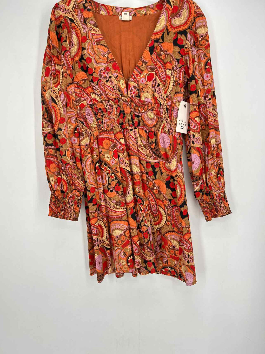 Billabong Size S Orange & Black Print NWT Dress