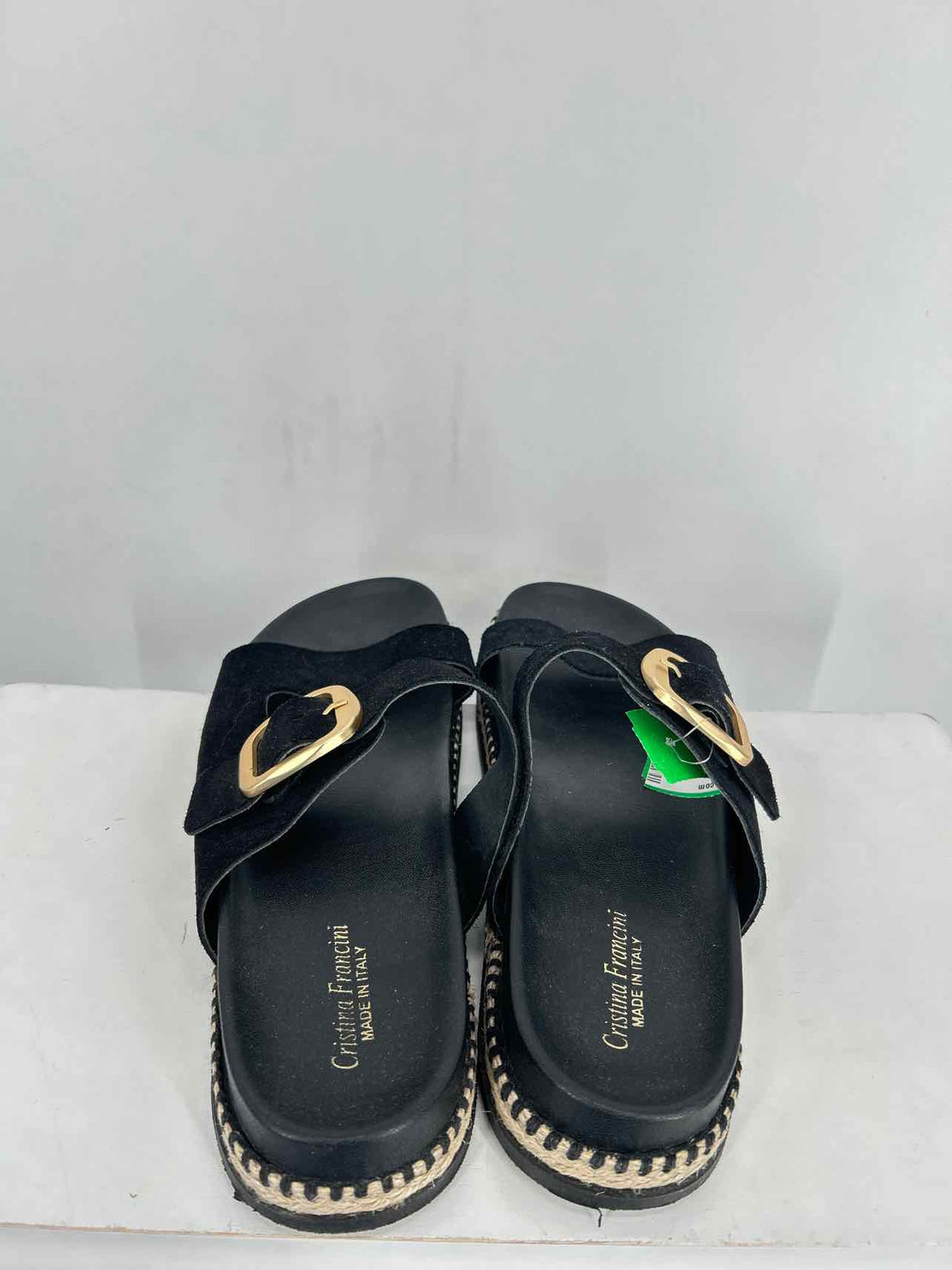 Cristina Francini Women Size 9.5 Black Espadrilles Slides