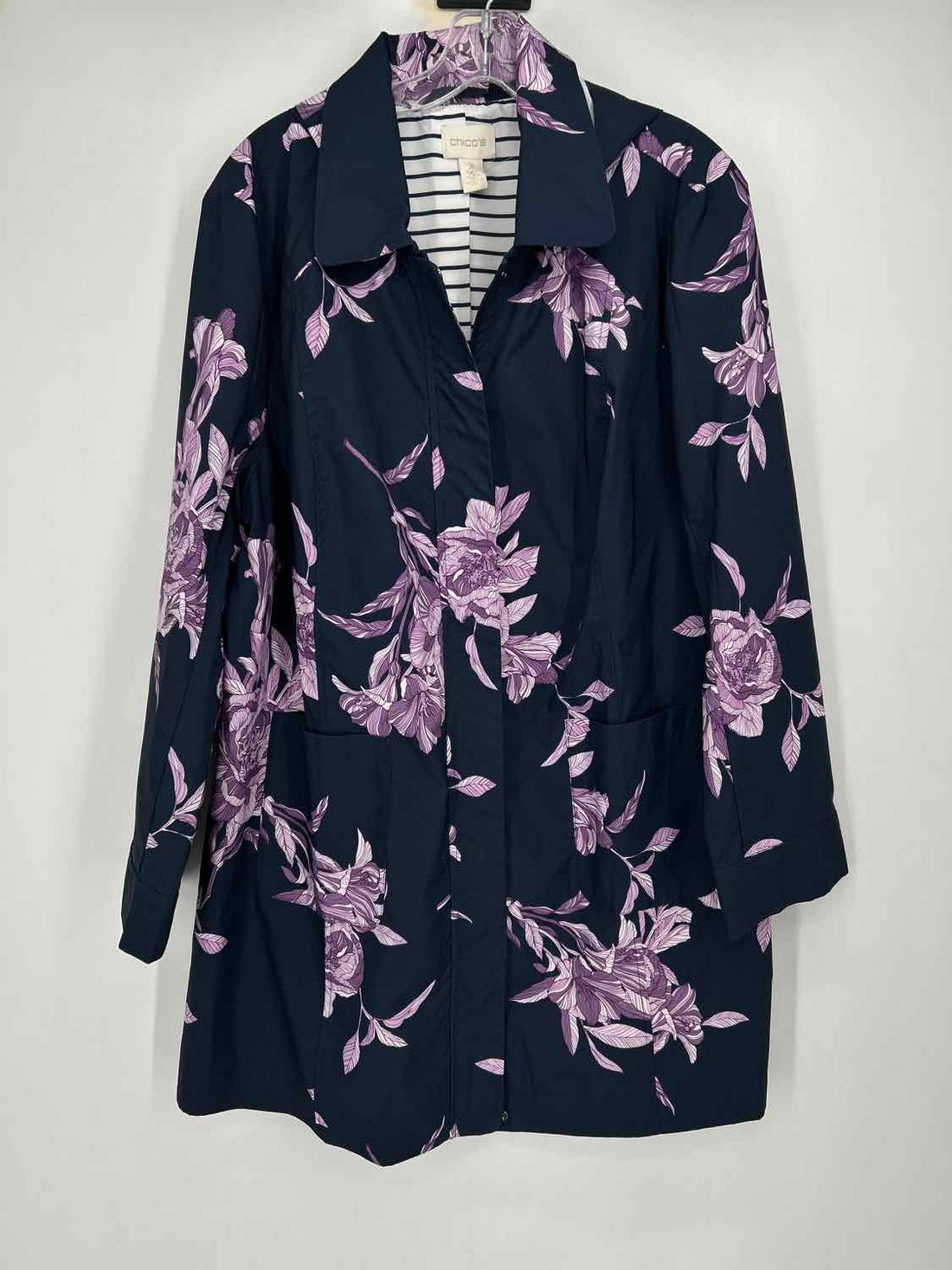 Chicos Size 3(XL) Navy & Purple Floral Jacket