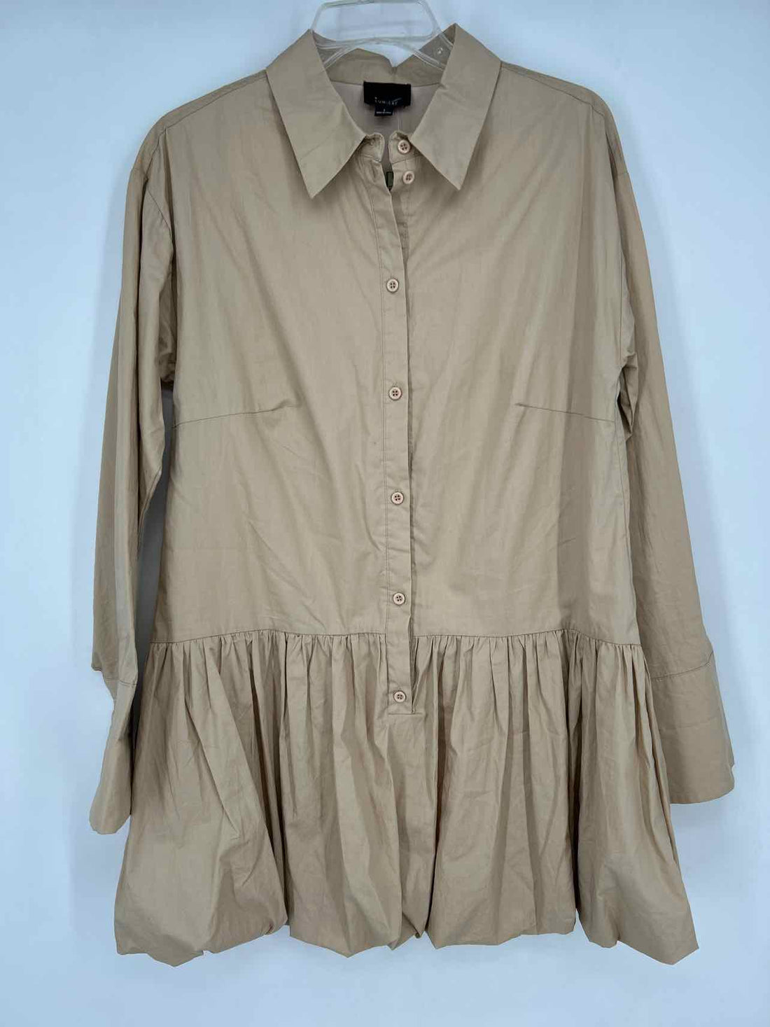 Lumiere Size L Khaki Long Sleeve Dress