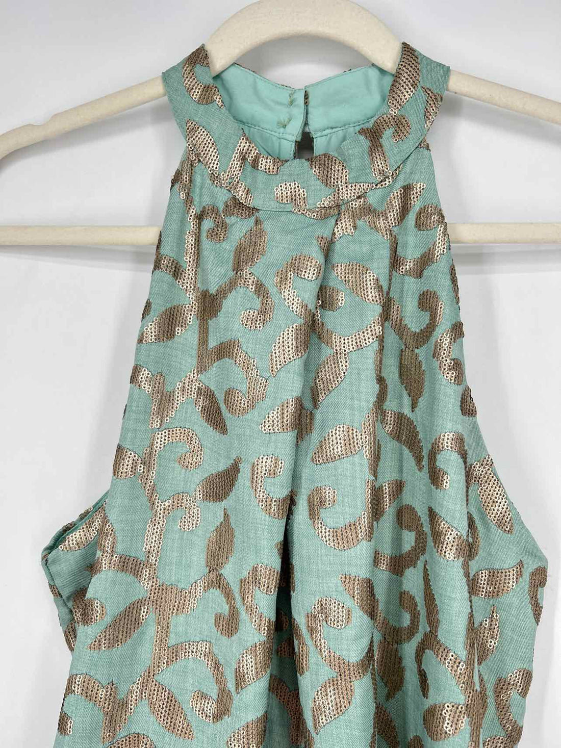 Nekane NKN S Mint & Gold Sequined New Boutique Top