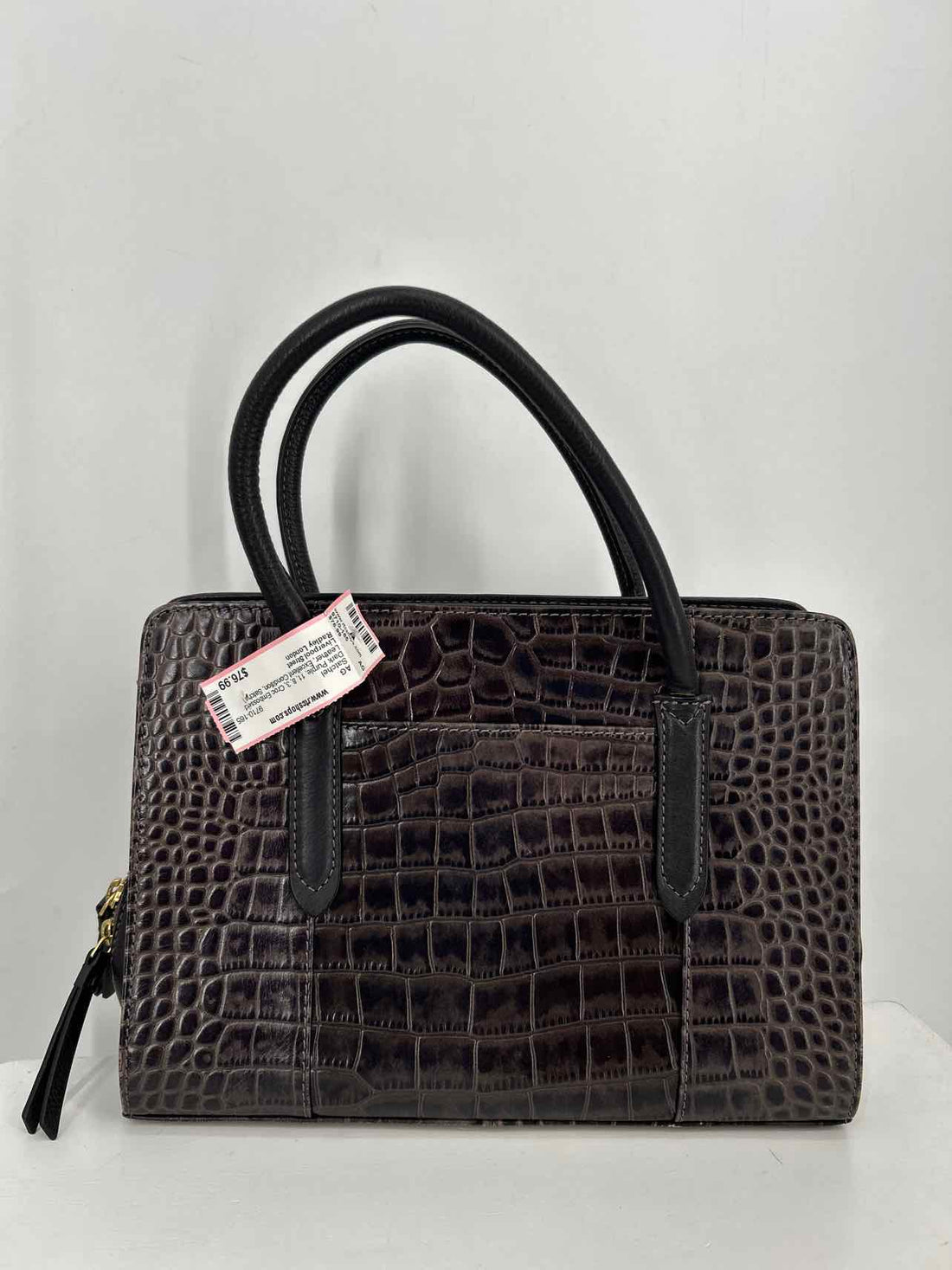 Radley London Dark Purple Croc Embossed Leather Excellent Condition Satchel