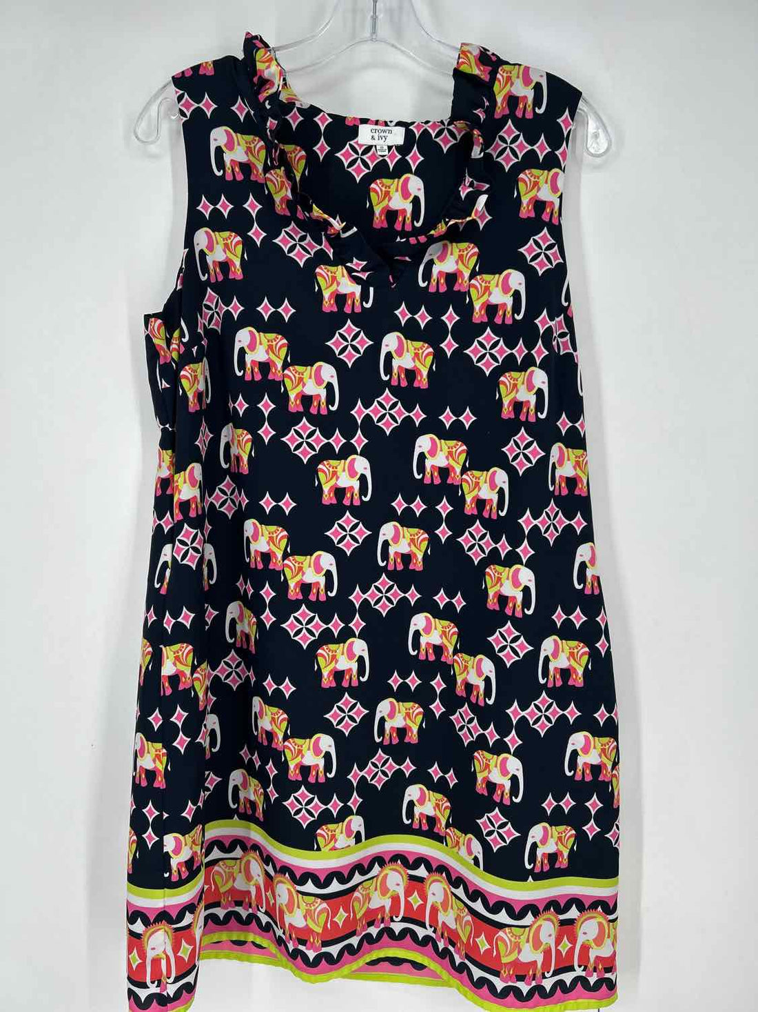 Crown & Ivy Size 10 Navy Print Sleeveless Dress