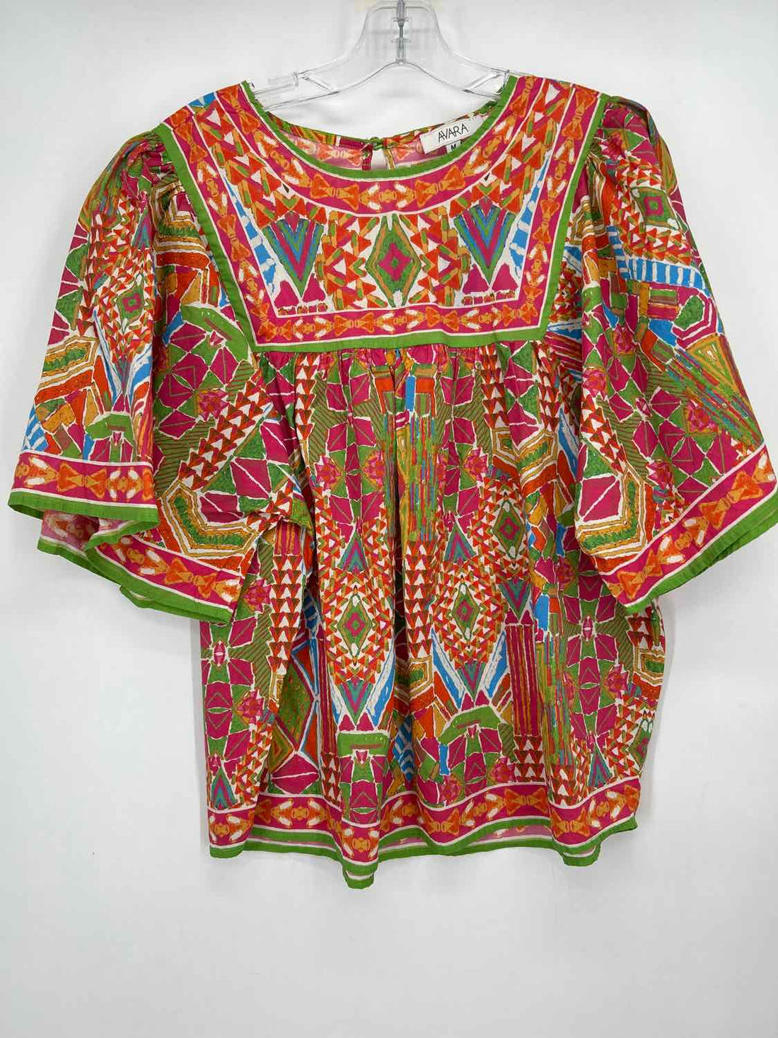 Avara Size M green orange & pink print Long Sleeve