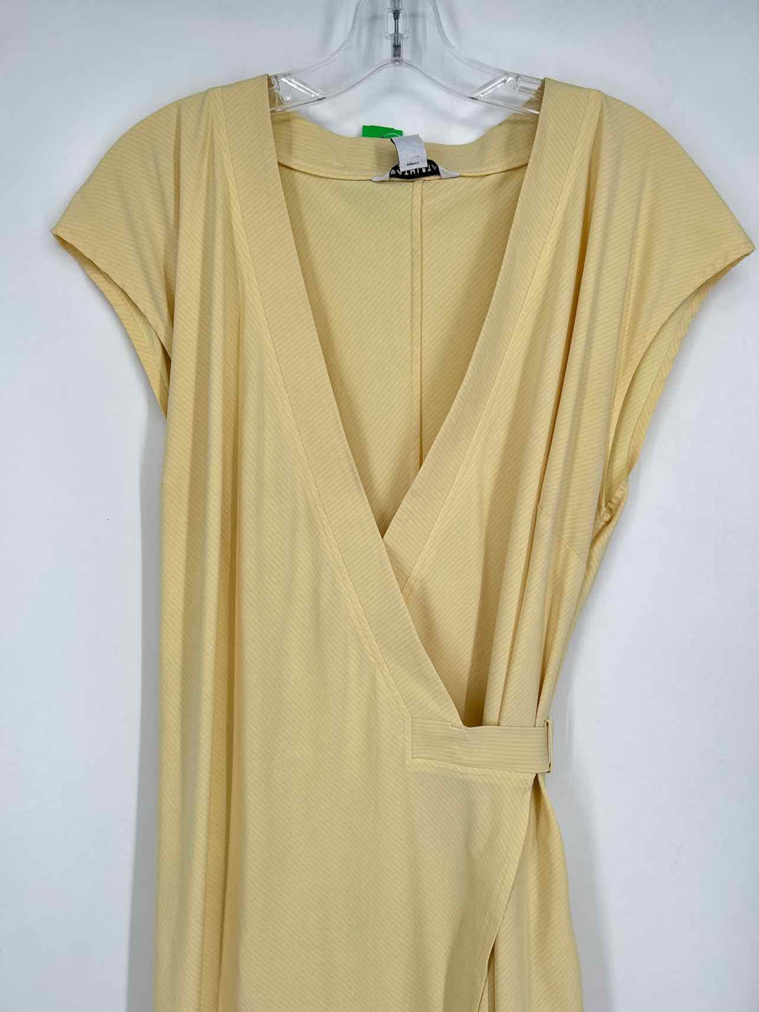 Athleta Size L Yellow Striped Short Sleeve Dress