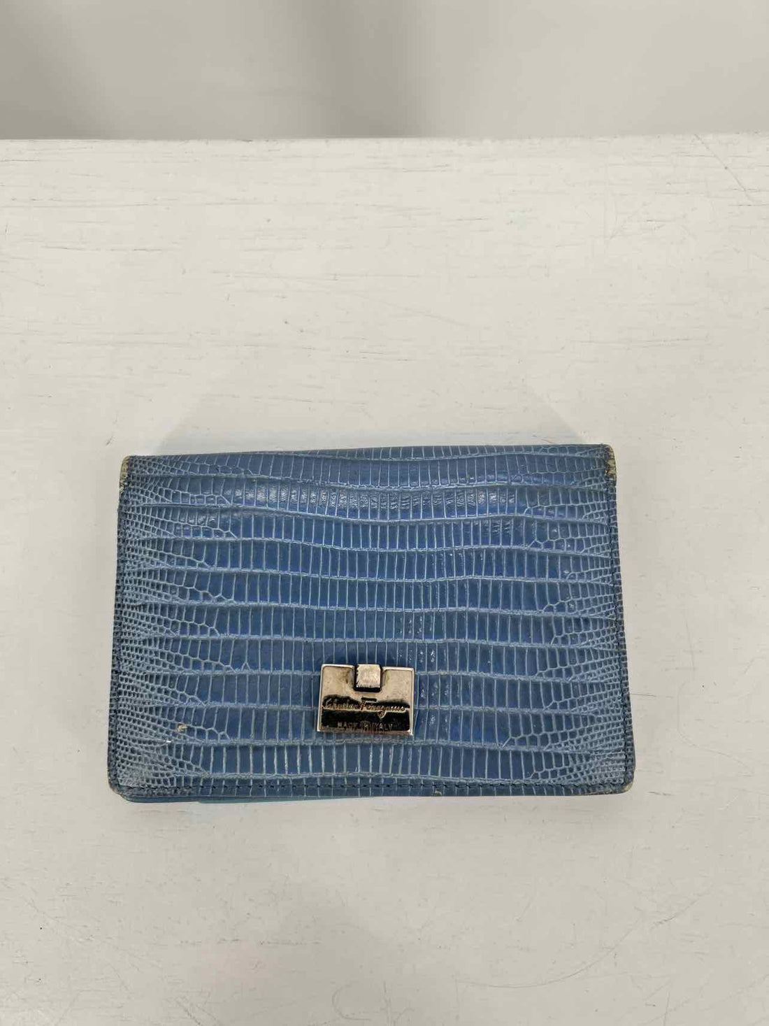 Salvatore Ferragamo VINATGE Y2K 2pc Set Blue Lizard Leather Purse