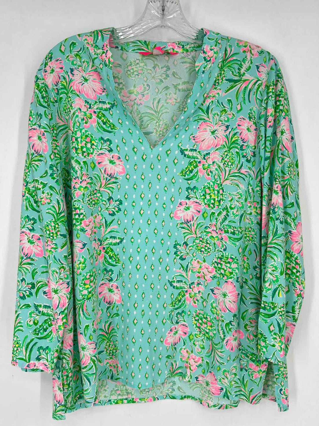 Lilly Pulitzer M Aqua Print Long Sleeve Lilly Pulitzer Top