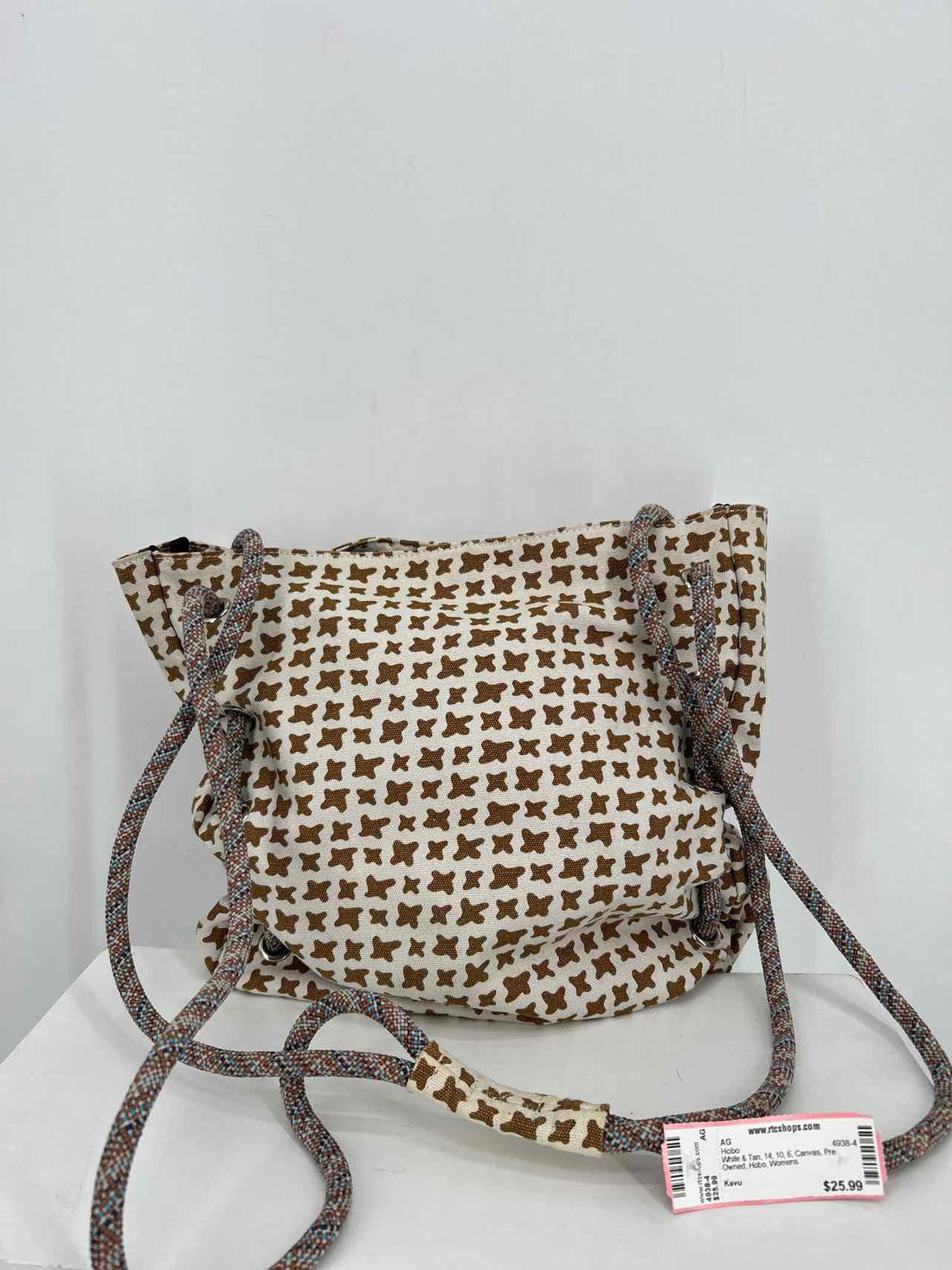 Kavu White & Tan Canvas Pre Owned Hobo