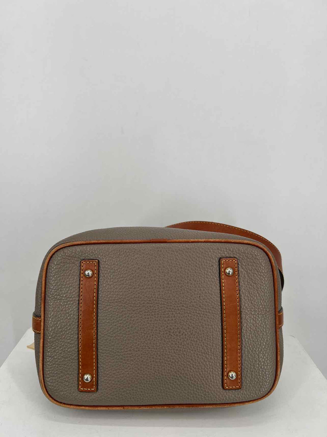 Dooney & Bourke large Grey Pebbled Leather Bucket Bag