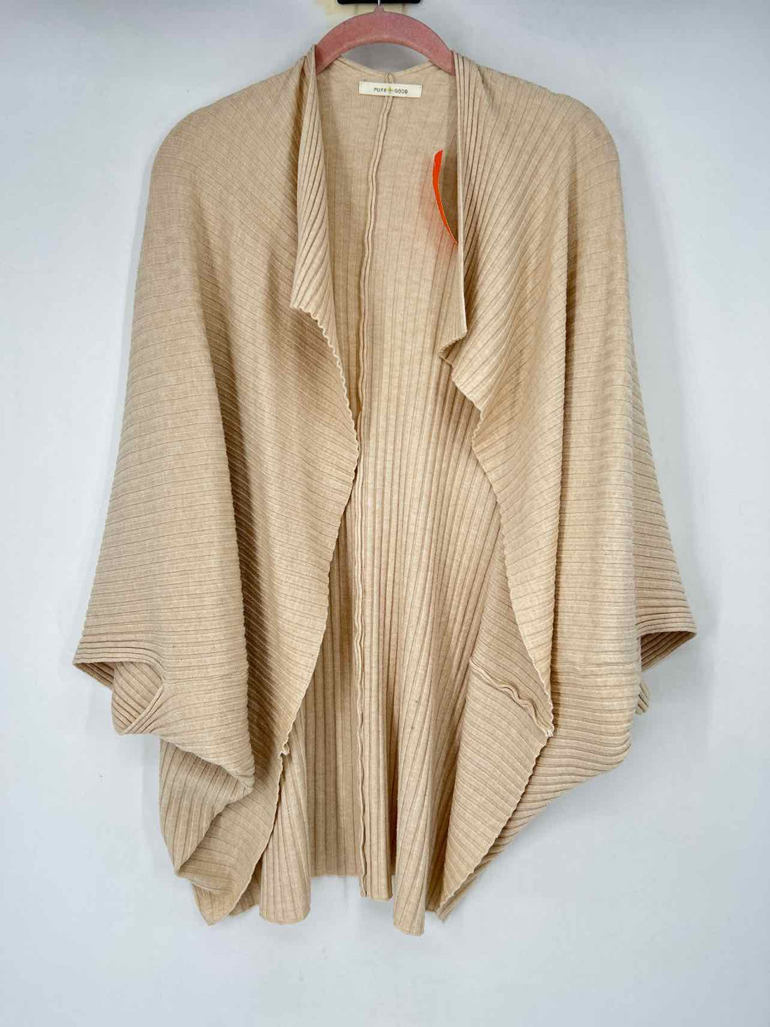 Pure + Good Size One Size Cream Ribbed Cardigan