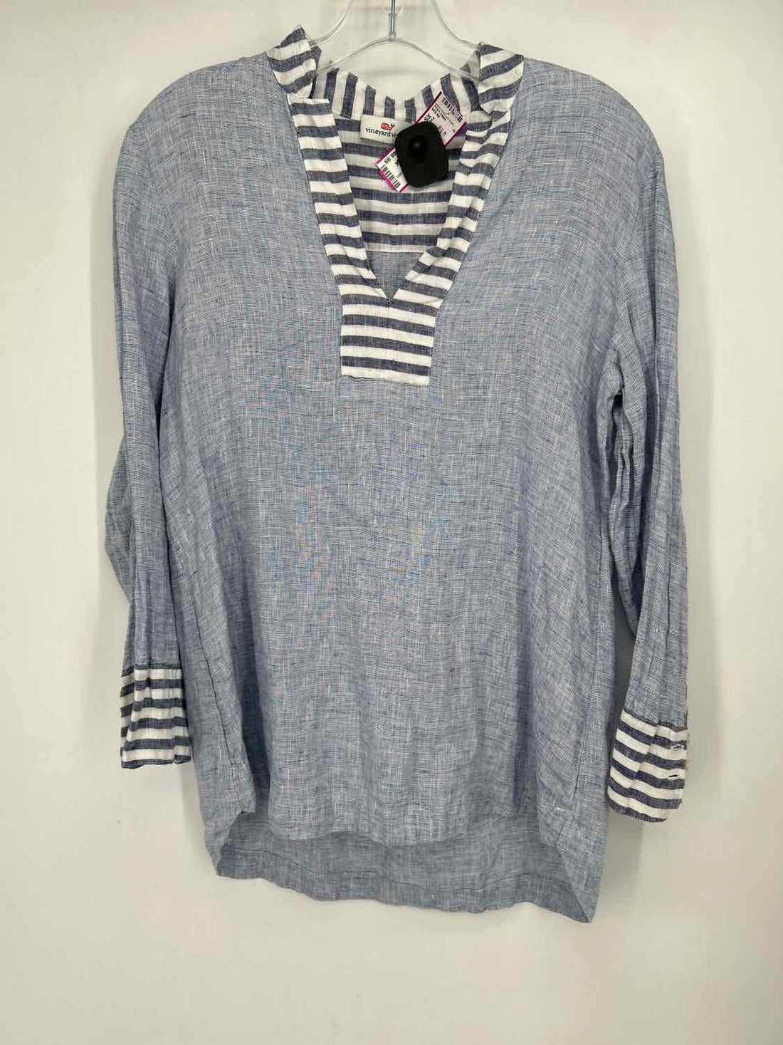 Vineyard Vines Size XS Blue & White Linen 100% Long Sleeve