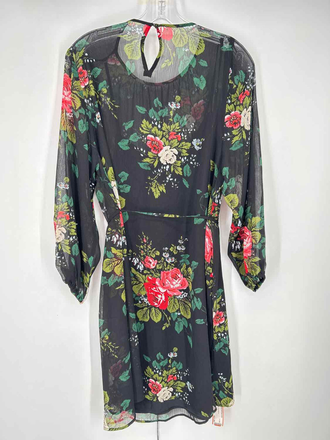 Loft Size S Black Floral Long Sleeve Dress